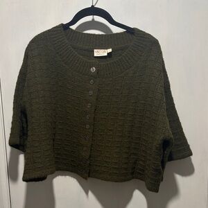 VRG GRL Hailey knit crop button down scoop neck sweater